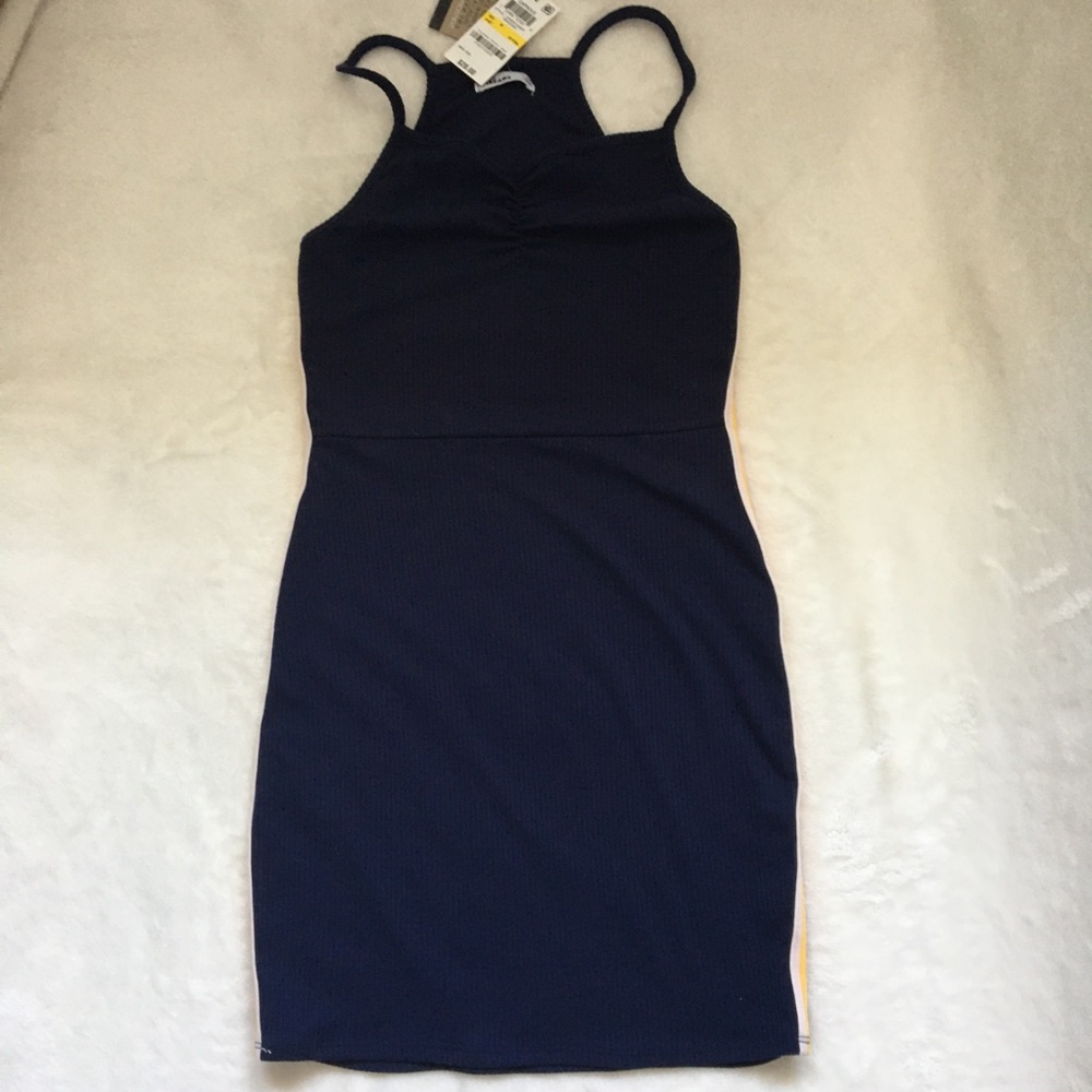 Ribbed Navy Body Con Dress